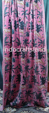 Pinker Baumwoll-Samtvorhang, Florale Samtvorhänge, Boho-Vorhang, Luxus-Vorhänge, Geschenk zur Wohnungserwärmung, farbenfrohes Dekor, 2er-Set